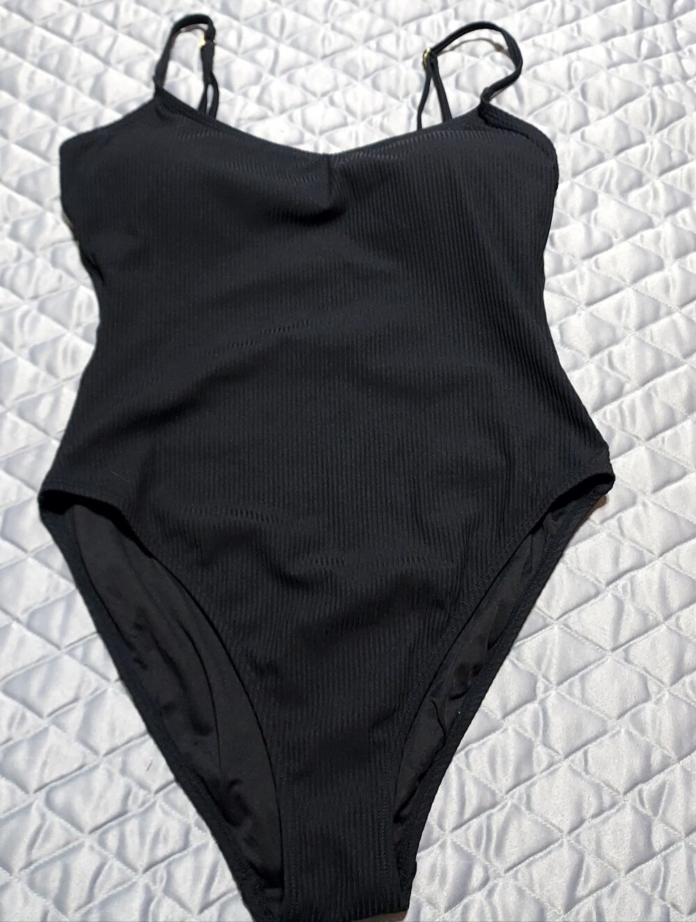 Andie Ribbed Knit Black One Piece Swimsuit Sz-XL Tall - Picture 9 of 10